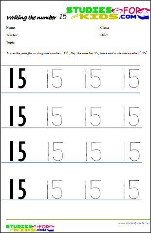 Preschool number worksheets Tracing number 11-20 pdf | studiesforkids.com